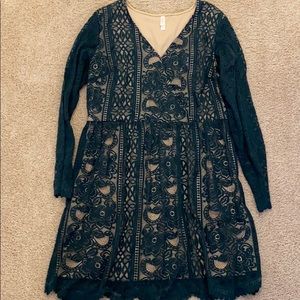 Lace green mini dress